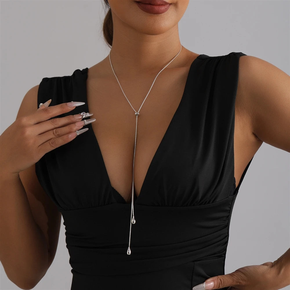 Fashion Simple Minimalistic Sweater Chain Necklaces for Girls Stylish Trendy Jewelry for Women Ladies Accessories Wholesale