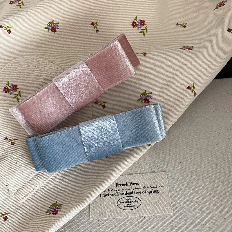 Fashion Trendy Lustrous Solid Color Hair Clips for Girls Elegant Sweet Barrette for Women Ladies Hair Accessories Female Bowknot