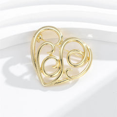 Fashion Simple Minimalistic Heart Shaped Brooches for Girls Sweet Elegant Pins Jewelry for Women Ladies Accessories Wholesale