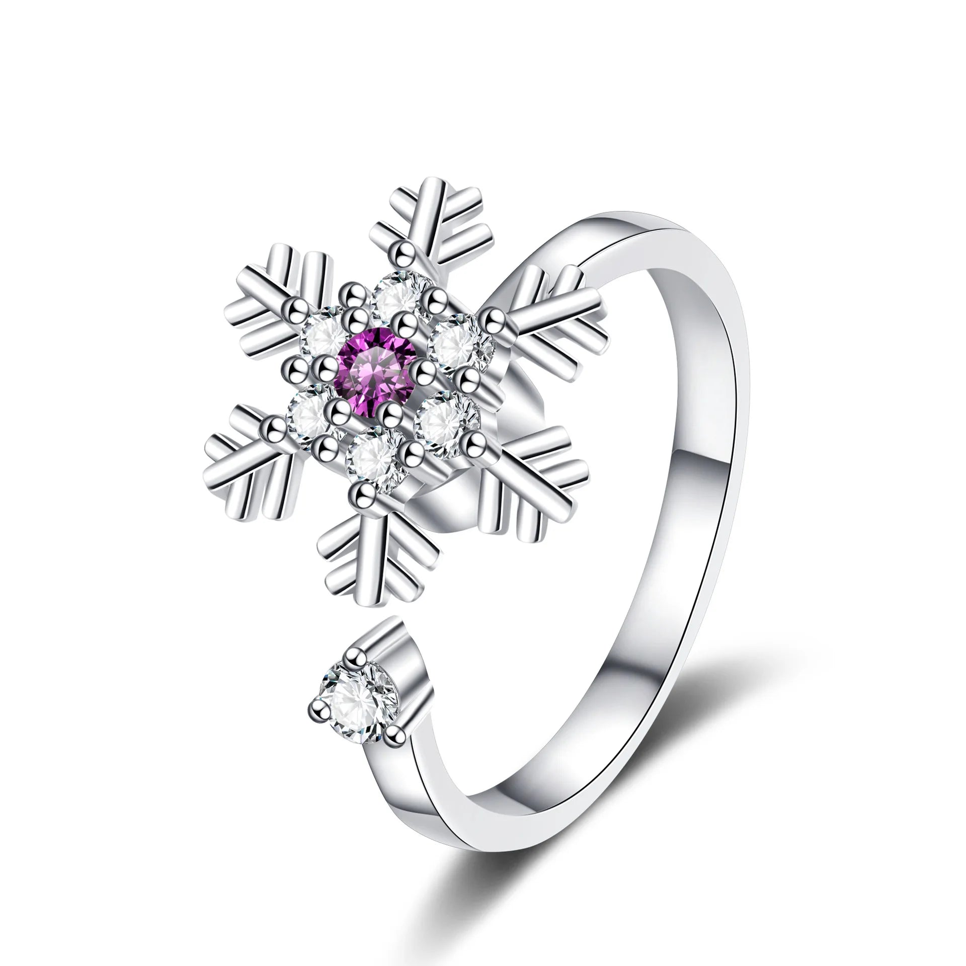 Zircon-encrusted Snowflake Rotating Rings Fashion Sweet High-end Ring Christmas Gift for Women Accessory Wholesale Hot Sale