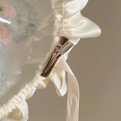 Hot Sale Medium Beige Lace Flower Bowknot Decorative Alligator Clips Elegant Fashion Hairpins Claws Accessories for Women Kids