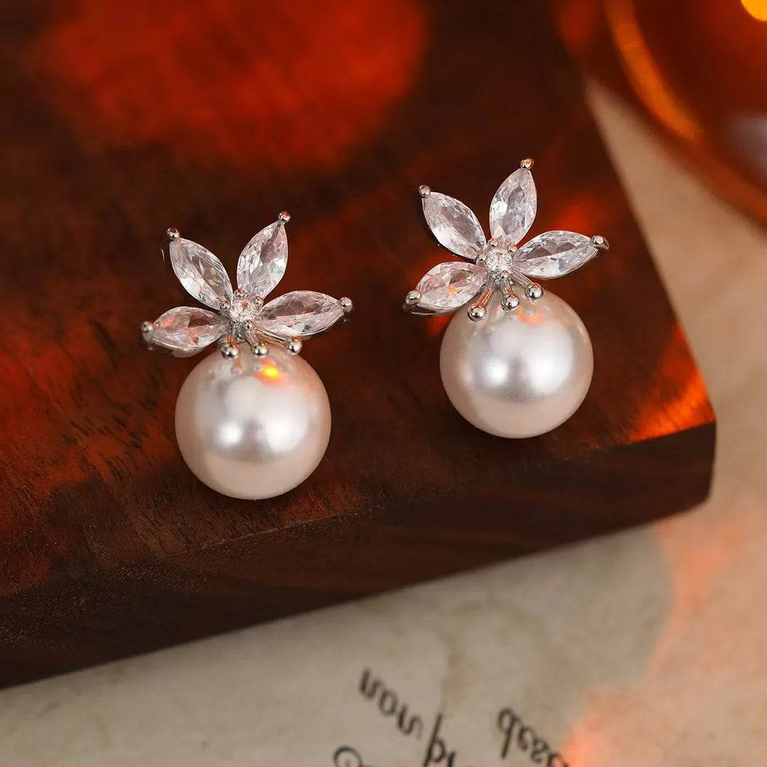 Women Pink Yellow Imitation Pearl Earring Fashion Elegant Graceful High Quality Lightweight Wholesale Daily Jewelry Accessories