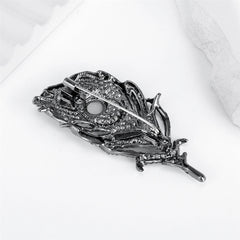Fashionable Glitter Sparking Rhinestone Feather Elegant Brooches for Girls Vintage Pins Jewelry for Women Ladies Accessories