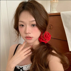 Brand New Women's Hair Accessories Solid Color Flower Scrunchies Simple Chic Vintage Style Hair Ties for Ladies Elegant Fashion