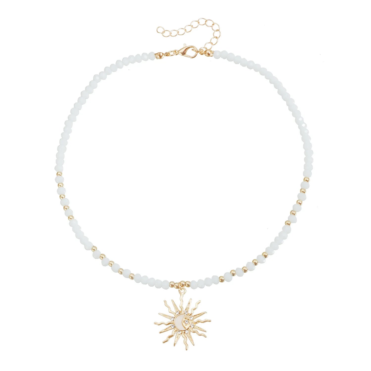 Fashion Simple Beads Sun Sweet Necklaces for Girls Trendy Elegant Earrings Jewelry Suits Sets for Women Ladies Accessories