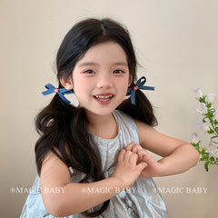 Kids Blue Bowknot Cat Small Scrunchies Hairpins Chic Fashion Cute in Stock Hair Ties Alligator Clips Set Accessories for Girls