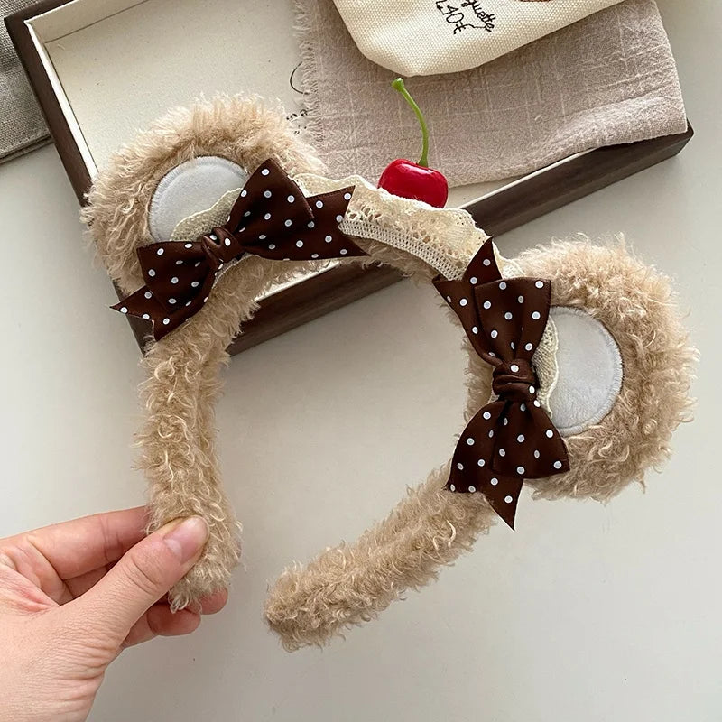 Fashion Animals Bear Sweet Bowknot Head Band for Girls Trendy Fluffy Hair Band for Women Ladies Hair Accessories in Stock
