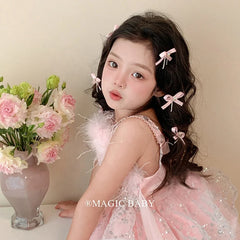 Girly Aesthetic Bowknot Solid Color Alligator Clips Fashion Elegant Princess Style in Stock Hairpins Accessories for Children