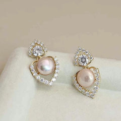 Women New Design Imitation Pearl Heart Decorative Small Drop Earring Elegant Trendy Glamorous Bulk Jewelry Accessories for Daily