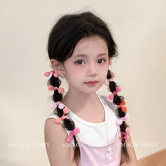 Children Multicolor Minimalistic Fluffy Balls High Elastic Hair Ties Fashion Sweet in Stock Scrunchies Accessory for Kids Daily