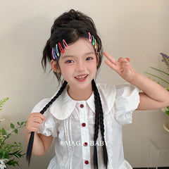 Children Candy Color Dots Grid Solid Color Small Snap Clips Sweet Fashion Cute Wholesale in Stock Hairpins Accessories for Kids
