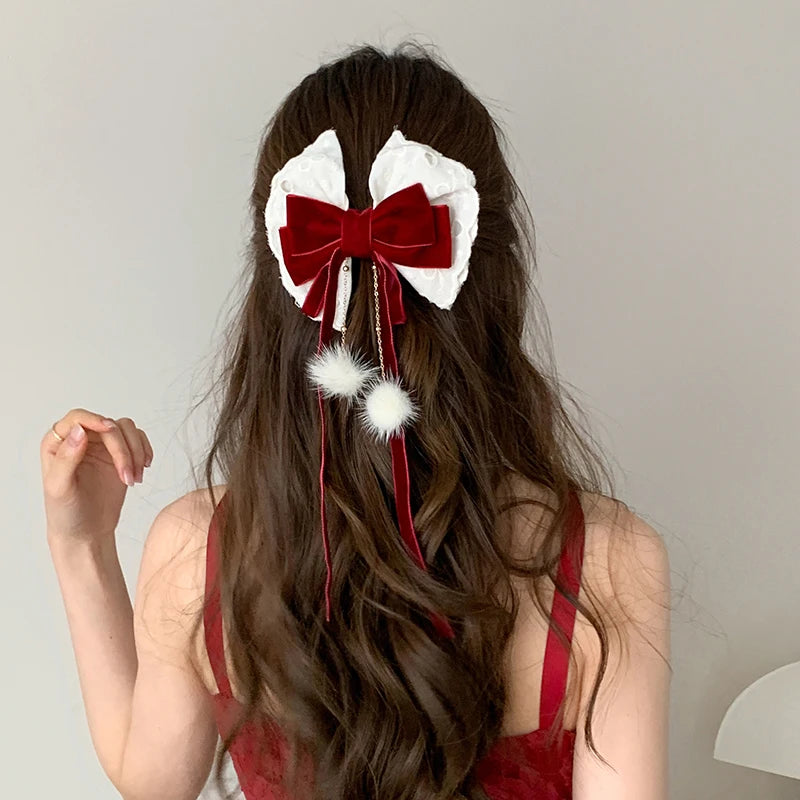 Fashion Bowknot Ribbon Bowknot Hair Clips for Girls Cute Elegant Sweet Barrettes for Women Ladies Hair Accessories in Stock