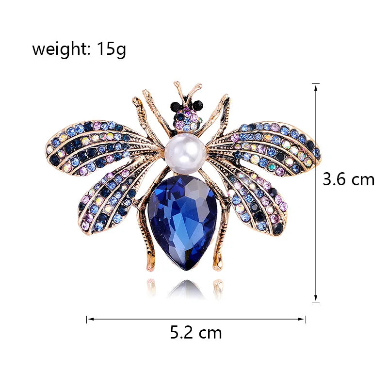 Fashion Luxury Animals Bees Vintage Rhinestone Brooches for Girls Sweet Elegent Retro Pins Jewelry for Women Ladies Accessories
