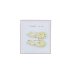 Cute Elegant Bowknot Hair Clips for Baby Girls Yellow Solid Color Alloy Fabric Fashionable Alligators Hair Accessories for Kids