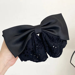 Elegant Large Bowknot Black Hair Clips for Girls Classic Simple Solid Color Hair Claw Accessories for Ladies Women Luxurious