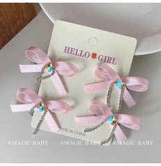 Girly Aesthetic Bowknot Solid Color Alligator Clips Fashion Elegant Princess Style in Stock Hairpins Accessories for Children