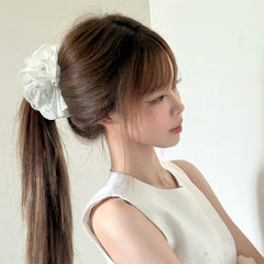 Women Solid Colored White Fabric Hair Claw Clips Fashion Elegant Lightweight Customized Wholesale Stock Hairpins Accessories