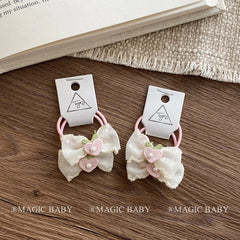 Girly Aesthetic Bowknot Heart Small Scrunchies Sweet Cute Fashion Wholesale in Stock Hair Ties for Daily Stage Travelling Use