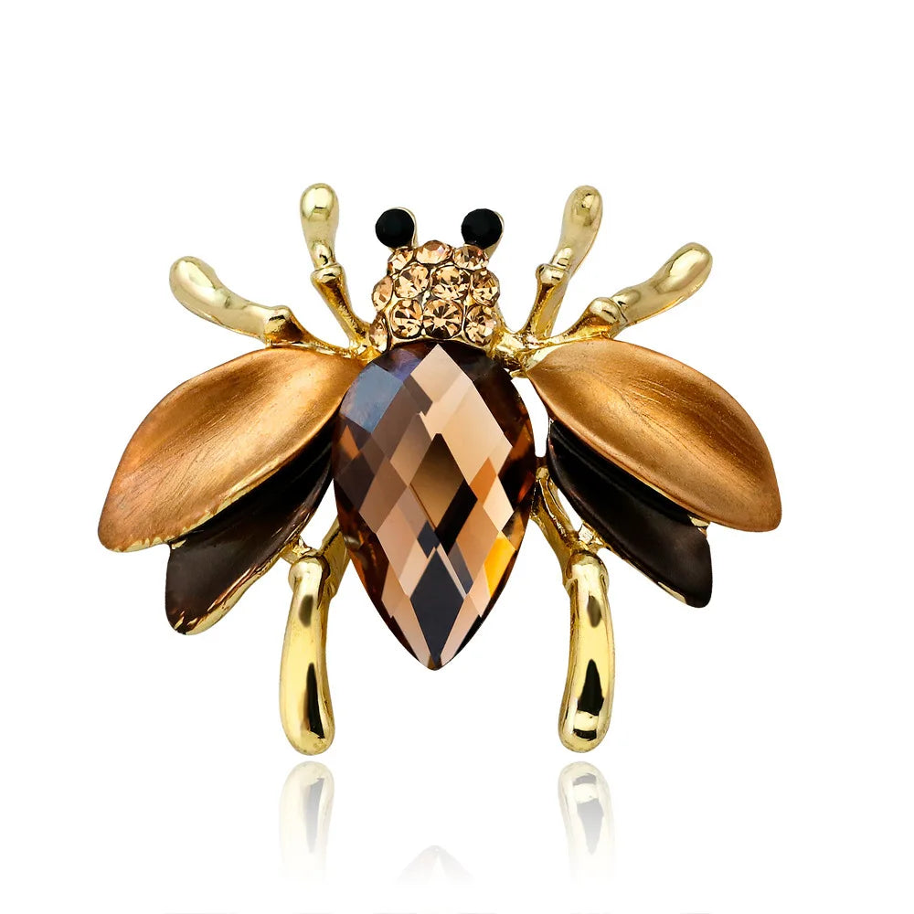 Fashion Trendy Bees Animals Glitter Rhinestone Sparkle Brooches for Girls Stylish Cute Sweet Jewelry for Women Ladies Accessory