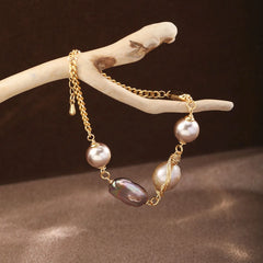 Fashion Baroque Pearl Purple Glass Pearl Bracelets for Girls French Style Jewelry for Women Ladies Wholesale China Factory