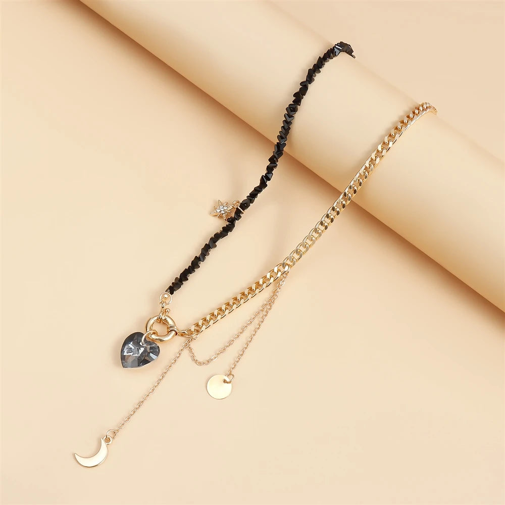 Fashion Heart Shaped Moon Sweet Elegant Necklaces for Girls Trendy Stylish CVhz