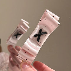 Women's Banana Clips Pink Korean Polka Dot Bowknot Hair Clips for Girls Elegant Sweet Barrette Party Hair Accessories Wholesale