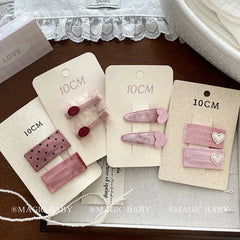 Fashion Sweet Heart Shaped Polka Dot Hair Clips for Baby Girls Elegant Lace Snap Clips for Kids Children Hair Accessories Chic