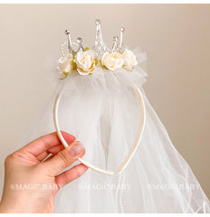 Luxurious Crown Tulle Headband for Girls Fashion Glitter Hair Accessory in Sweet Princess Style Baby Kids Hair Band