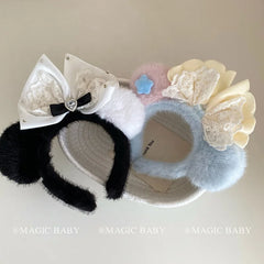 Animals Bear Bowknot Fluffy Cartoon Head Band for Baby Girls Cartoon Lovely Hair Band for Kids Child Hair Accessories in Stock