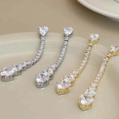 Ladies Heart Shape Mental Tassel Decorative Long Drop Earring Fashion Sparking Glitter Sequined Charms Bulk Jewelry Accessories