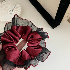 Female Red Black Lace Large Thick Thin Hair Scrunchies Fashion Elegant Vintage Bulk in Stock Hair Ties Accessories for Women