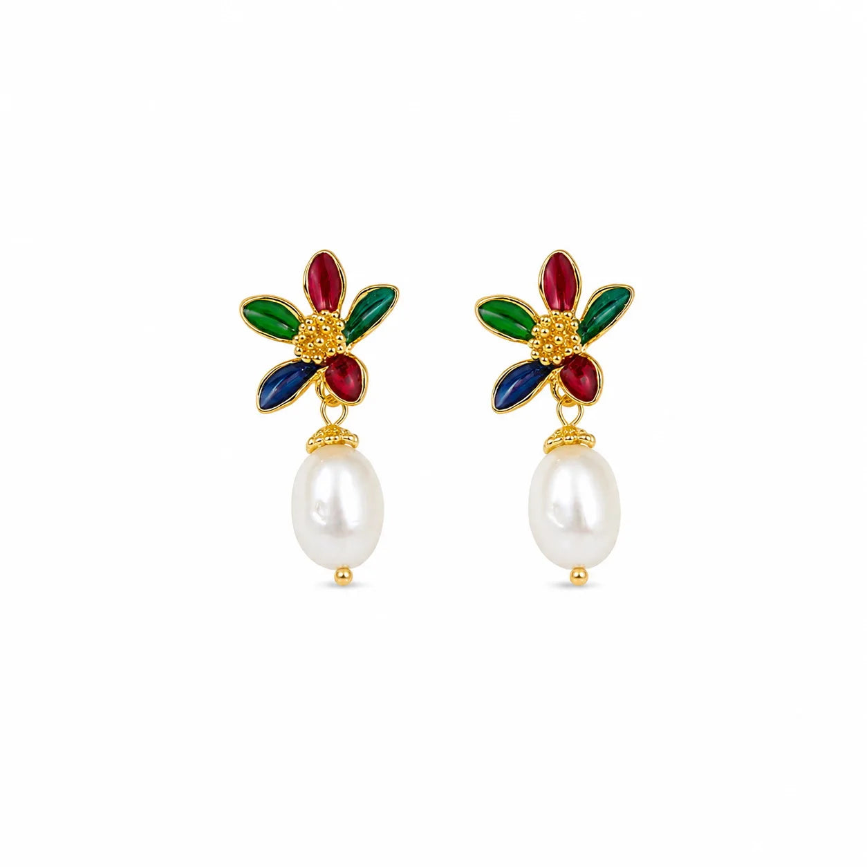 Fashion Freshwater Pearl Sweet Elegant S925 Silver Drop Earrings for Girls 18K Gold Plated Jewelry for Women Ladies Wholesale
