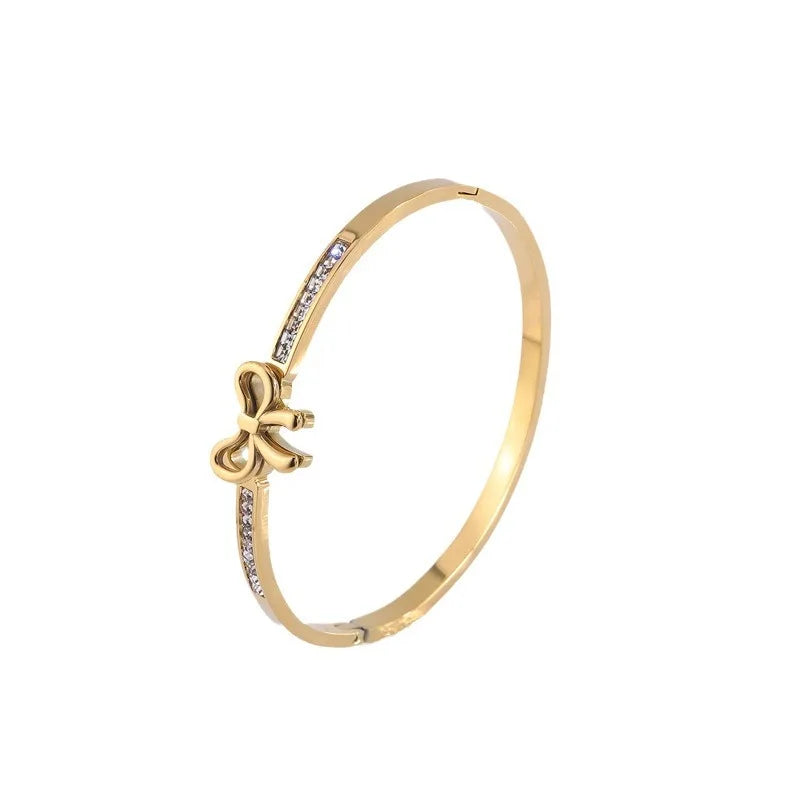 Fashion Elegant Glitter Bowknot Bangles for Girl Romantic Sweet Vintage Glamorous Trendy Jewelry for Women Accessories Wholesale