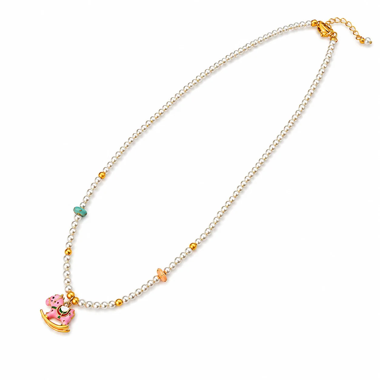 Women Drip Glaze Hand-Painted Graffiti Imitation Pearl 18k Gold-plated Bracelet Necklace Elegant Fashion in Stock Jewelry Sets