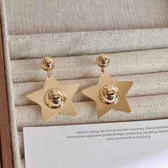 Fashion Star Elegant Sweet Art Deco Drop Earrings for Girls Glamorous Charms Jewelry for Women Ladies Accessories Wholesale