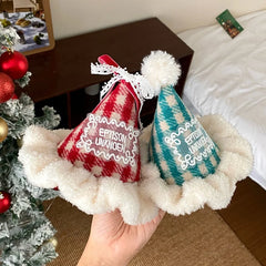 2025 Christmas Hair Clips for Baby Girls Plaid Bowknot Fluffy Alligators for Kids Children Hair Accessories Chinese Supplier