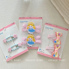 Cute Cartoon Star Bowknot Fabric Hair Clips for Baby Girls Kids Fashion Kawaii Snap Hair Accessories Stock