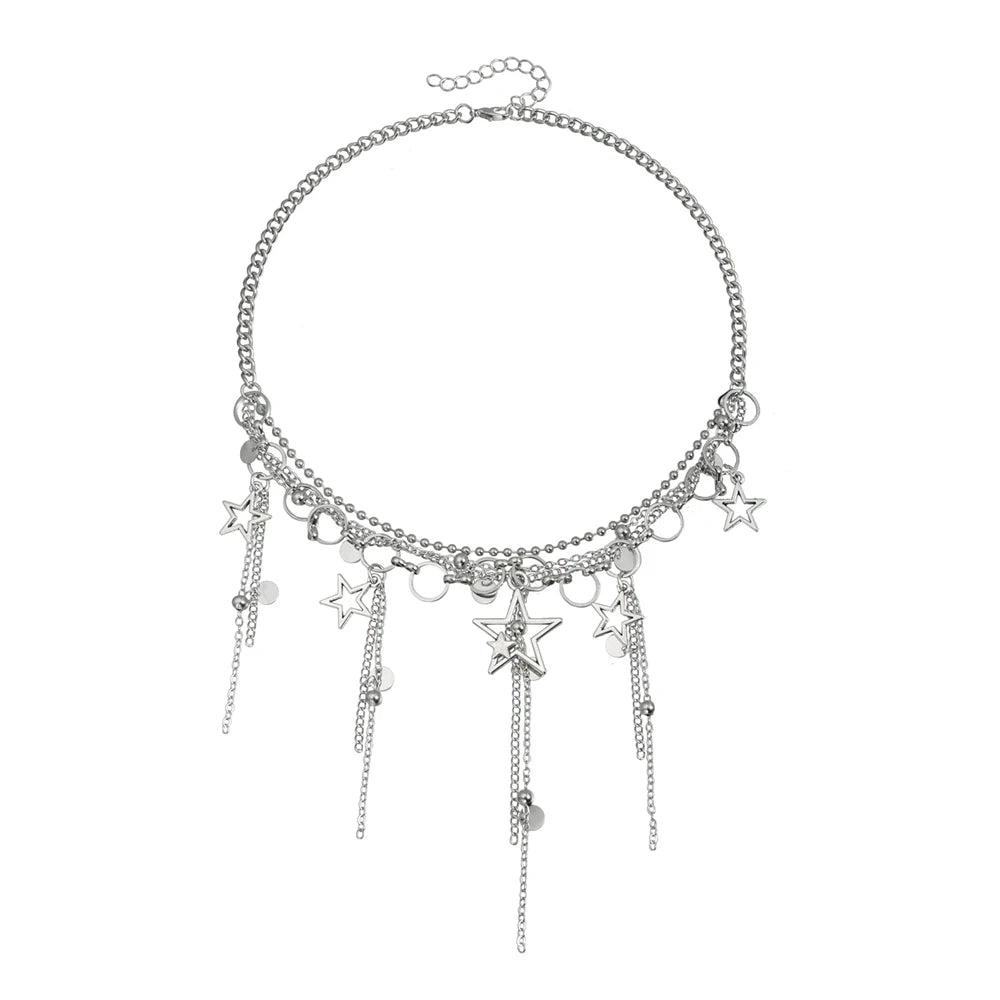 Fashion Sweet Tassel Star Elegant Necklaces for Girls Dainty Glamorous Charms Jewelry for Women Ladies Accessories Wholesale