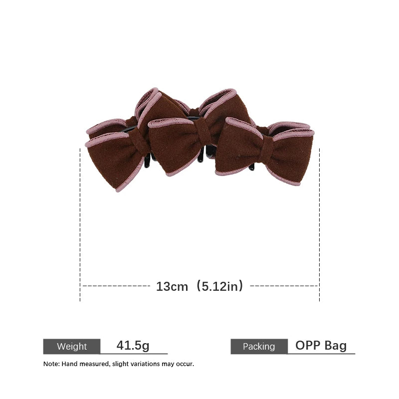 Fashion Simple Bowknot Vintage Hair Clips for Girls Autumn Winter Elegant Banana Clips for Women Ladies Hair Accessories Chic