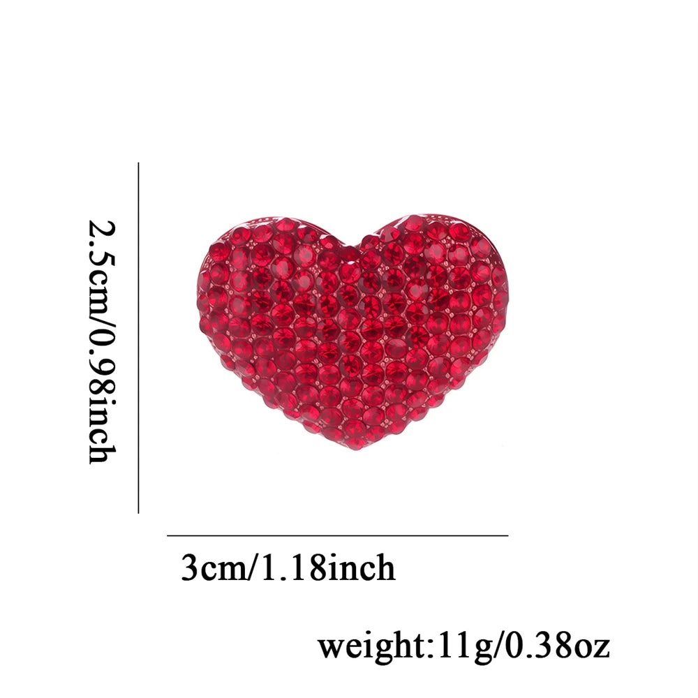 Fashion Sweet Heart Shaped Glitter Sparkle Brooches for Girls Stylish Classic Pins Jewelry for Women Ladies Accessories Hot Sale