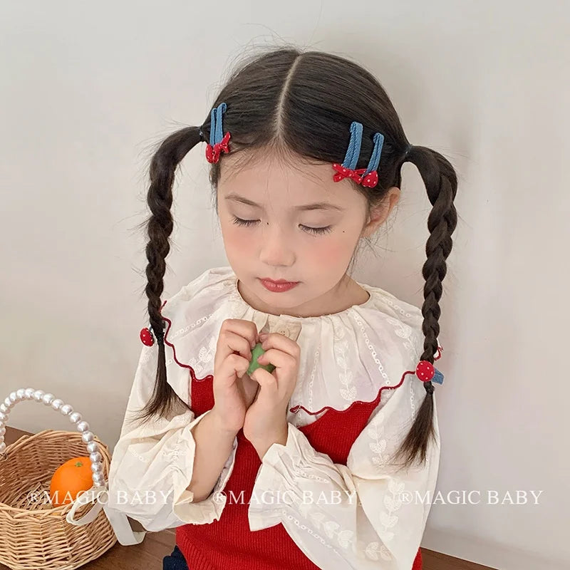Fashion Denim Bowknot Polka Dot Hair Clips for Baby Girls Classic Stylish Snap Clips for Kids Children Hair Accessories in Stock