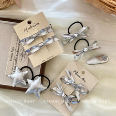 Children Star Bowknot Small Hair Ties Alligator Clips Set Fashion Elegant Beauty in Stooc Scrunchies Hairpins Kids Accessories