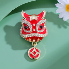 Fashion Animals Chinese Lion Dance Brooches for Girls Trendy Vintage Retro Pins Jewelry for Women Ladies Accessories Wholesale