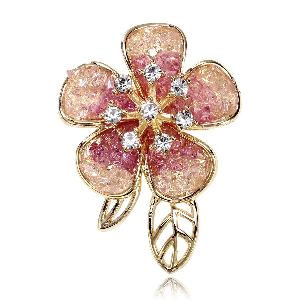 Fashion Flowers Glitter Sparking Floral Brooches for Girls Sweet Simple Pins Jewelry for Women Ladies Accessories New Design
