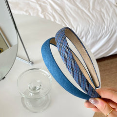 Kids Solid Color Plaid Wide Headbands Elegant Fashion Wholesale in Stock Hairbands Accessories for Children Daily School Sports