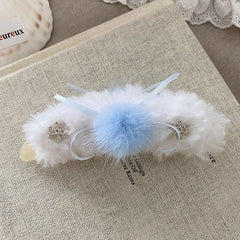 Fashion Snow Flake Fluffy Hair Clips for Girls Ribbon Bowknot Banana Clips for Women Ladies Hair Accessories Chinese Supplier