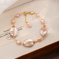 Fashion Baroque Pearl Freshwater Pearl 18K Gold Plated Jewelry Sets for Girls Elegant Bracelets Necklaces for Women Ladies