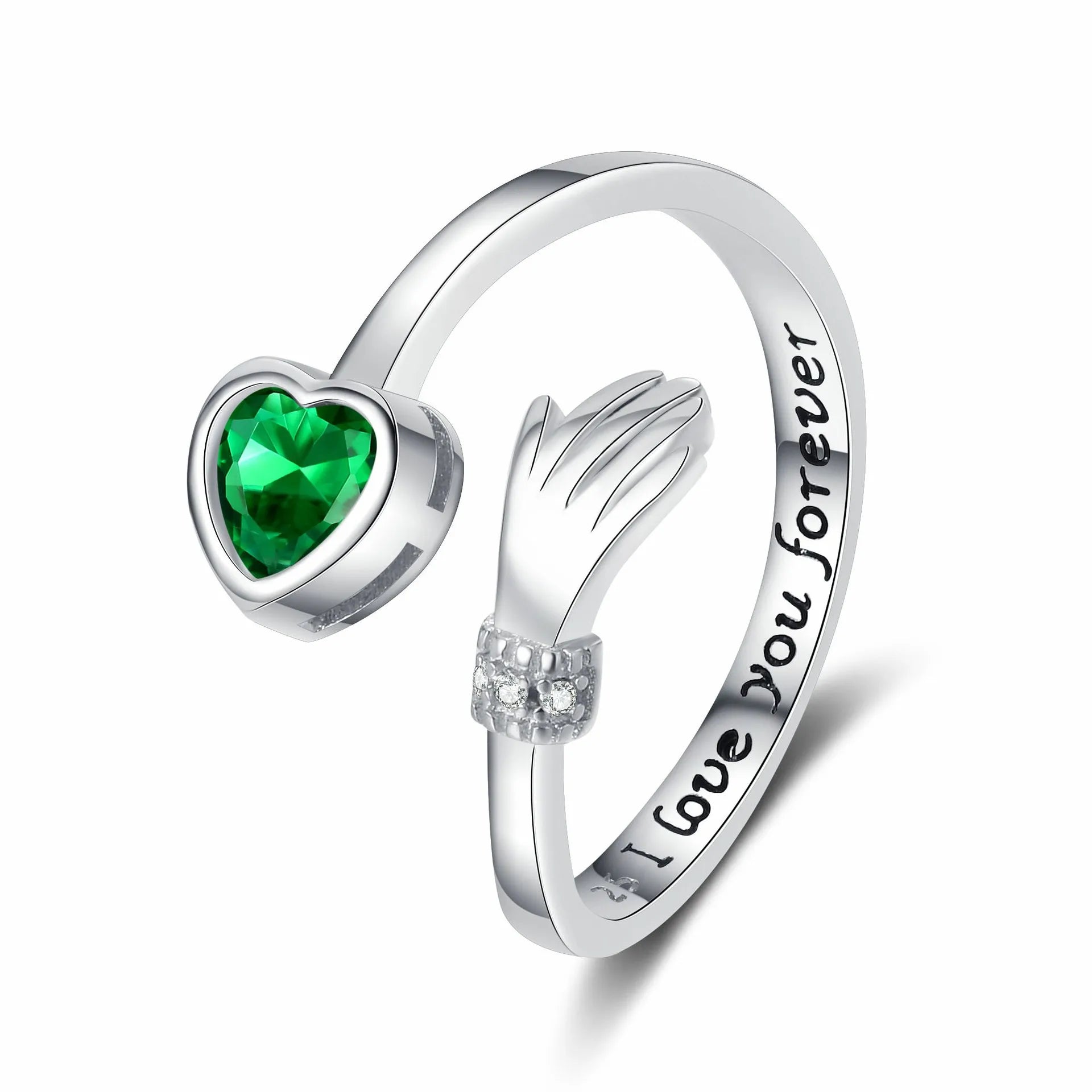 Love Embrace Zircon-encrusted Rings for Women Engraved Open Rings Couple Fashionable Jewelry Accessories Wholesale Best Seller