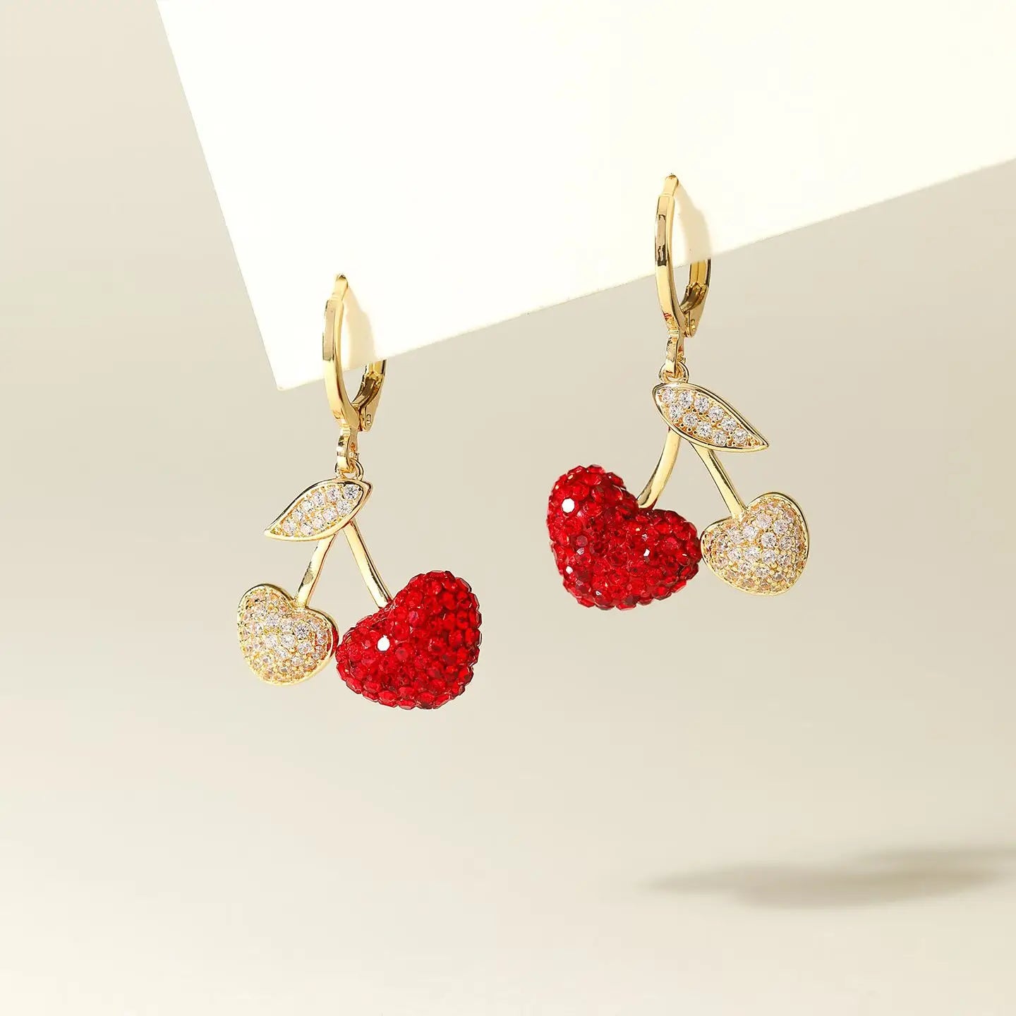 Luxury Glitter Fruits Cherry Drop Earrings for Girls Trendy Latest New Fresh Jewelry for Women Ladies Accessories Wholesale