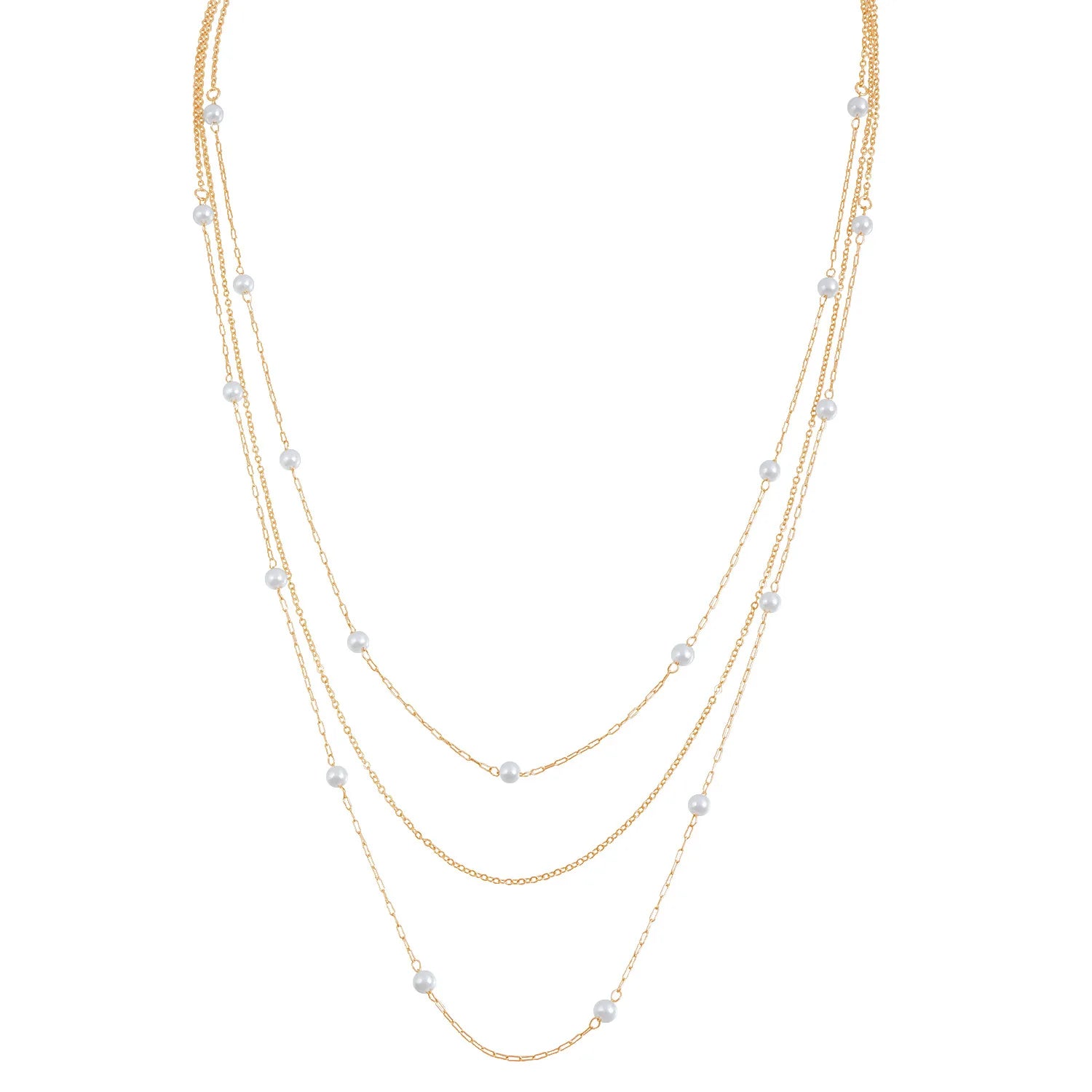 Fashion Simple Imitation Pearl Sweater Chain Necklaces for Girls Sweet Elegant Minimalistic Jewellry for Women Ladies Accessory